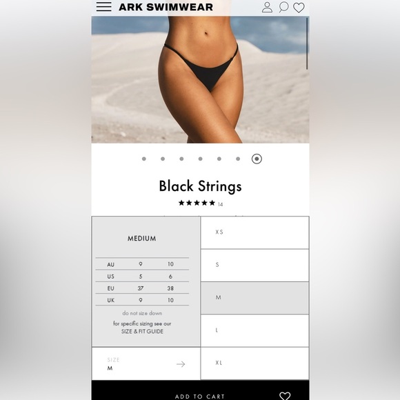 ARK Swimwear Black Bandeau Bikini Set top/bottom size Medium - Picture 9 of 9